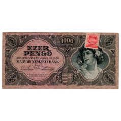 1000 Pengő Bankjegy 1945 VF vagyondézsma bélyeggel