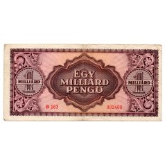 1 Milliárd Pengő Bankjegy 1946 alacsony sorszám 002468