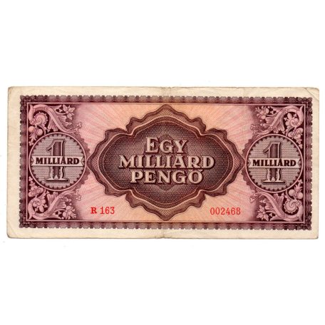 1 Milliárd Pengő Bankjegy 1946 alacsony sorszám 002468