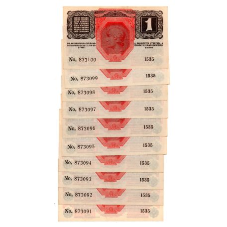 1 Korona Bankjegy 1916 Deutschösterreich sorszámkövető 10 db