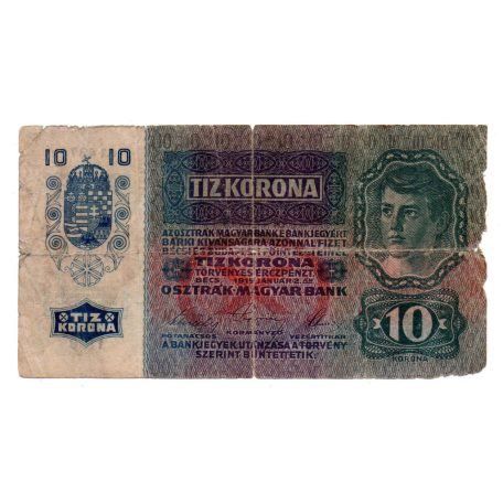 10 Korona Bankjegy 1915 G