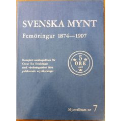 Svéd érme gyűjtői album 5 Öre 1874-1907 benne 4db érme