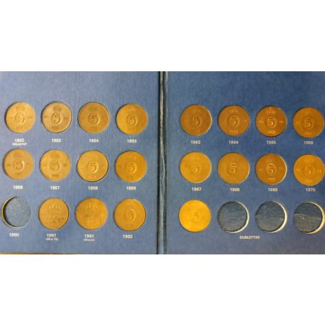 Svéd érme gyűjtői album 5 Öre 1952-1971 benne 20db érme