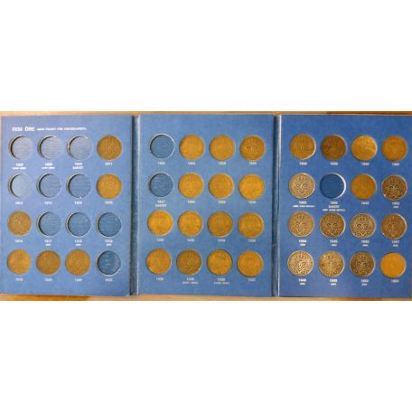 Svéd érme gyűjtői album 5 Öre 1909-1950 benne 35db érme