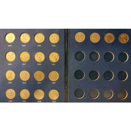 Svéd érme gyűjtői album 50 Öre 1952-1973 benne 20db érme