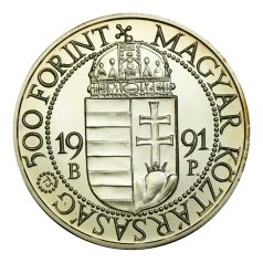 II. János Pál Pápa látogatás 500 Forint 1991 BU ezüst