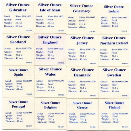 16 db Good Morning Europe 1 unciás színezüst emlékérem-sor