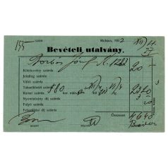   Bevételi Utalvány 46 Korona 40 Fillérről Mohács 1912 Fridrich nyomtatvány