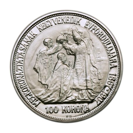 Ferenc József Koronázási 100 Korona 1907 K-B ezüst UV