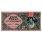 1000 Pengő Bankjegy 1945 VF egyenes hármas a sorszámban Bélyeg