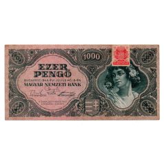   1000 Pengő Bankjegy 1945 VF egyenes hármas a sorszámban Bélyeg