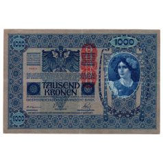   1000 Korona Bankjegy 1902 DEUTSCHÖSTERREICH bélyegzéssel gVF