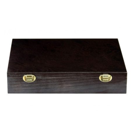 Éremtároló díszdoboz tömör fából CARUS 4 tálcás, kék belsővel