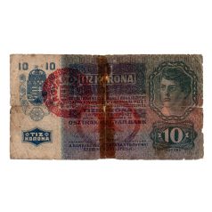 10 Korona Bankjegy 1915 Magyarország felülbélyezéssel G