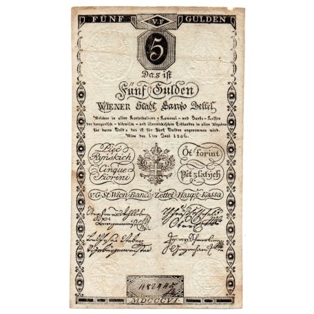 5 Gulden Bankócédula 1806 VF