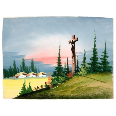 Alpesi táj tempera papír festmény