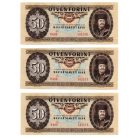50 Forint Bankjegy 1980 H sorozat sorszámkövető 3 db UNC