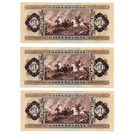 50 Forint Bankjegy 1980 H sorozat sorszámkövető 3 db UNC