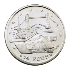 Gibraltár 14 ECU 1994 PP Csatorna-alagút 10g Ag925