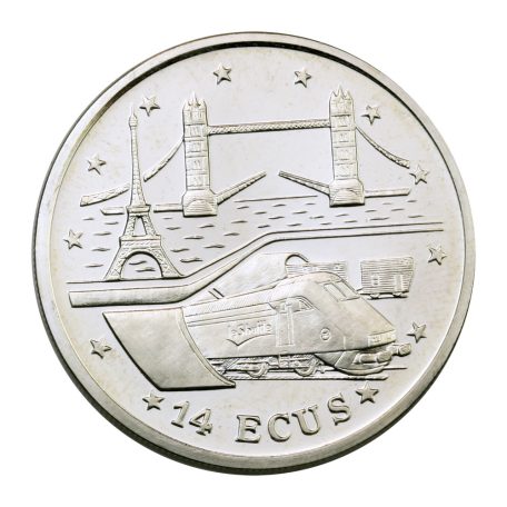 Gibraltár 14 ECU 1994 PP Csatorna-alagút 10g Ag925