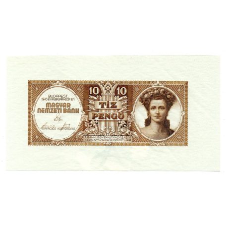 Szálasi 10 Pengő Bankjegy 1943 tervezet