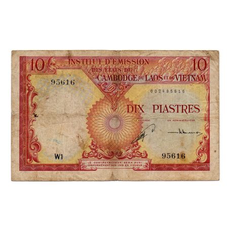 Francia Indokína 10 Piaszter Bankjegy 1953 P96a