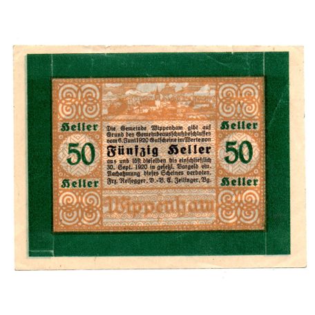Ausztria Notgeld Wippenham 50 Heller 1920