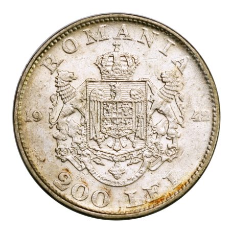 Románia 200 Lei 1942 VF-EF 6,02g Ag835