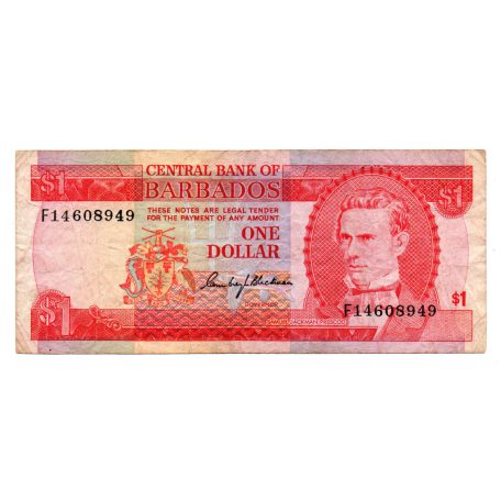 Barbados 1 Dollár Bankjegy 1973 P29a