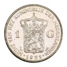 Hollandia I. Wilhelmina 1 Gulden 1931 EF 10g Ag720