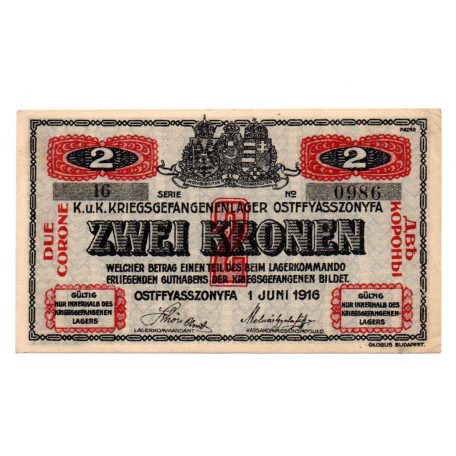 1916 Ostffyasszonyfa 2 Korona aUNC