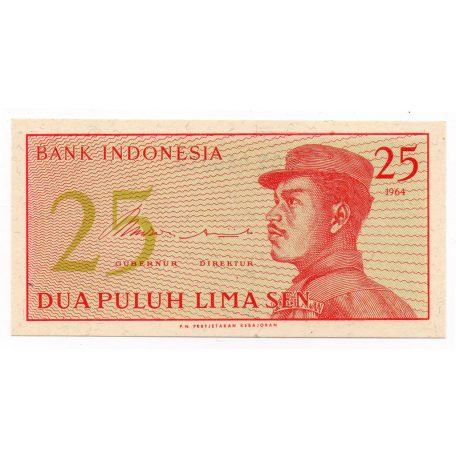 Indonézia 25 Sen Bankjegy 1964 P93a