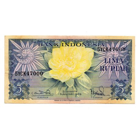Indonézia 5 Rupia Bankjegy 1959 P65 3 betűs sorozat