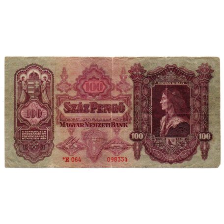 100 Pengő Bankjegy 1930 csillagos F