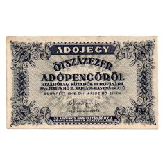 500000 Adópengő 1946 P52A VF hátoldali nyomat eltolódva