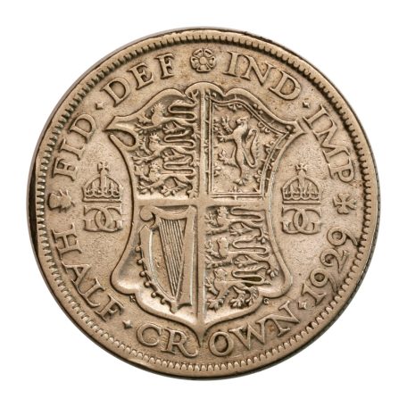 Anglia V. György ezüst 1/2 Korona 1929 F 13,37g Ag500