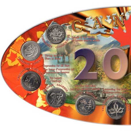 Kanada 12 darabos Millenmiumi 25 Cent 2000 emlékérme sor 
