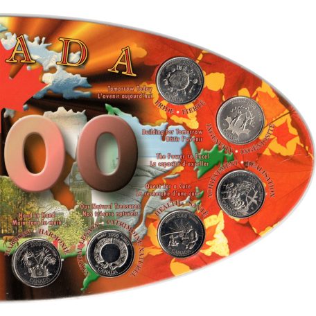 Kanada 12 darabos Millenmiumi 25 Cent 2000 emlékérme sor 