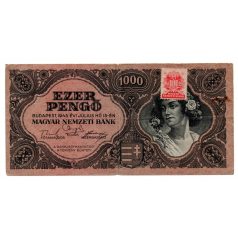   1000 Pengő Bankjegy 1945 F bélyeg és különböző hármasok