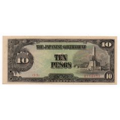   Fülöp-szigetek Japán megszállása 10 Pesó Bankjegy 1943 P111av