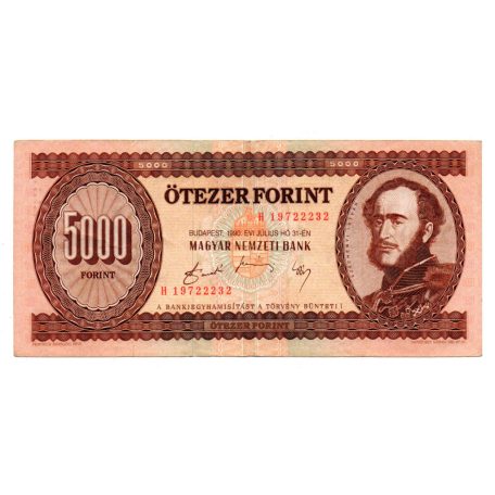 5000 Forint Bankjegy 1990 H sorozat VF