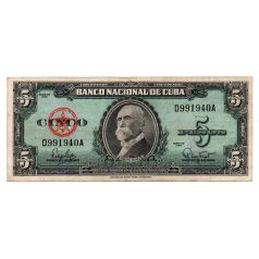 Kuba 5 Pezó Bankjegy 1960 P92
