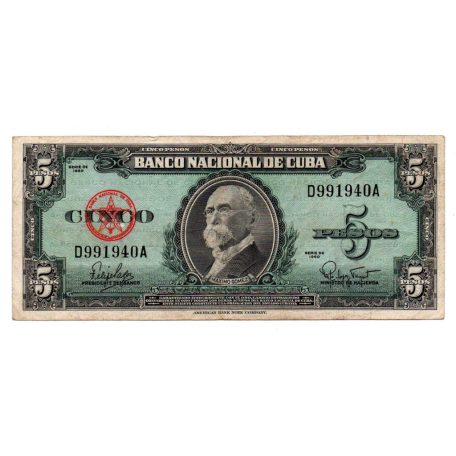 Kuba 5 Pezó Bankjegy 1960 P92