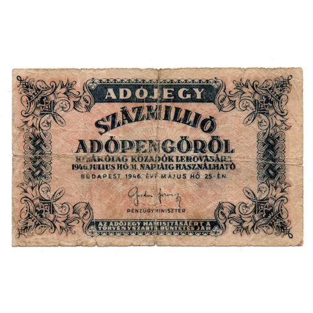 100 Millió Adópengő 1946 P55A VG
