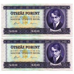 500 Forint Bankjegy 1990 UNC sorszámkövető pár