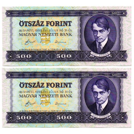 500 Forint Bankjegy 1990 UNC sorszámkövető pár