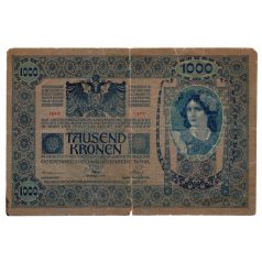   1000 Korona Bankjegy 1902 Magyarország felülbélyegzéssel G-VG