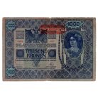 1000 Korona Bankjegy 1902 DEUTSCHÖSTERREICH bélyegzéssel VG ornamentikás hátoldal II.típus