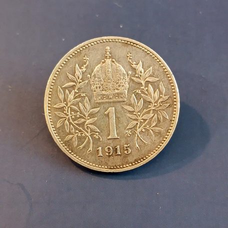 Ferenc József 1 Korona 1915 ruhagomb kialakítással