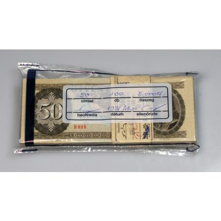 50 Forint Bankjegy 1980 H sorozat 100 db UNC MNB kötegben